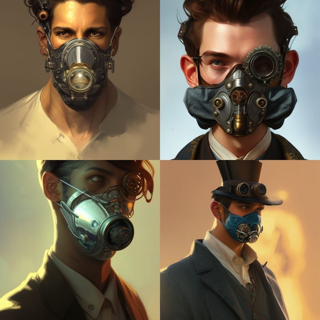 Steampunk guy with half face mask