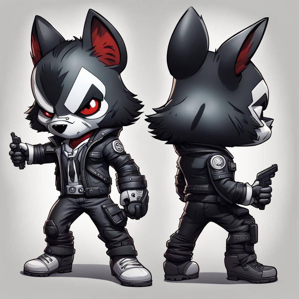 Anthropomorphic, lobo negro, firearm, weapon, super hero, ma...