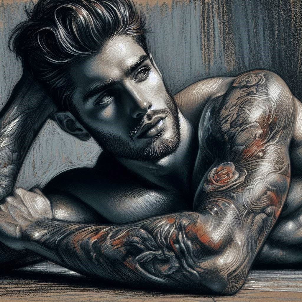 Male portrait drawing