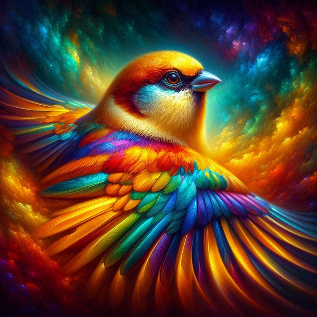 Rainbow Sparrow  by @Lonthany