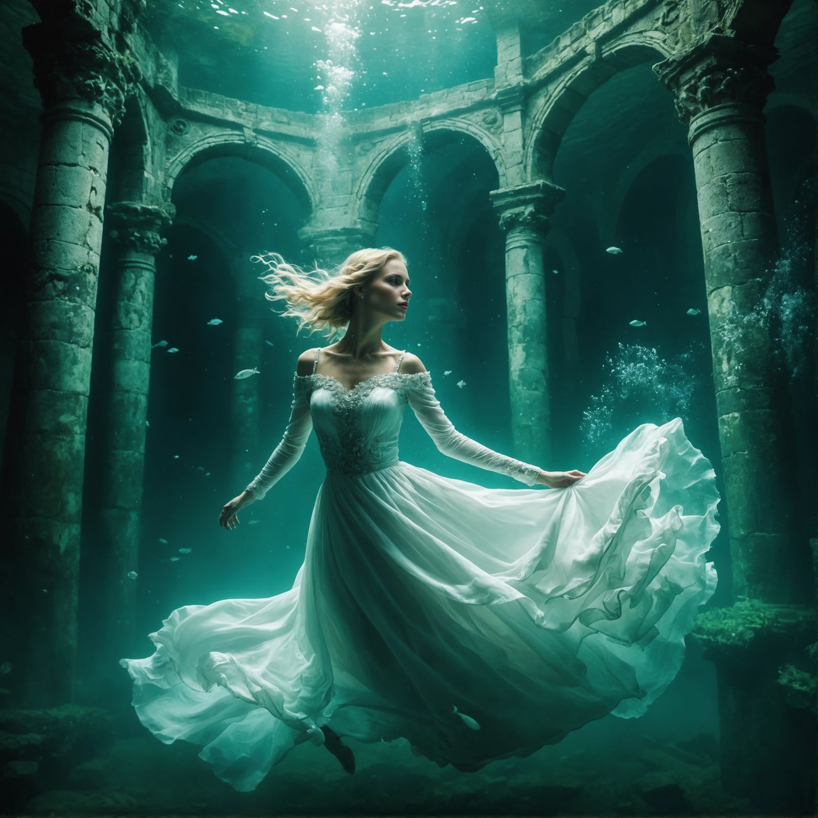 Woman In Underwater Castle