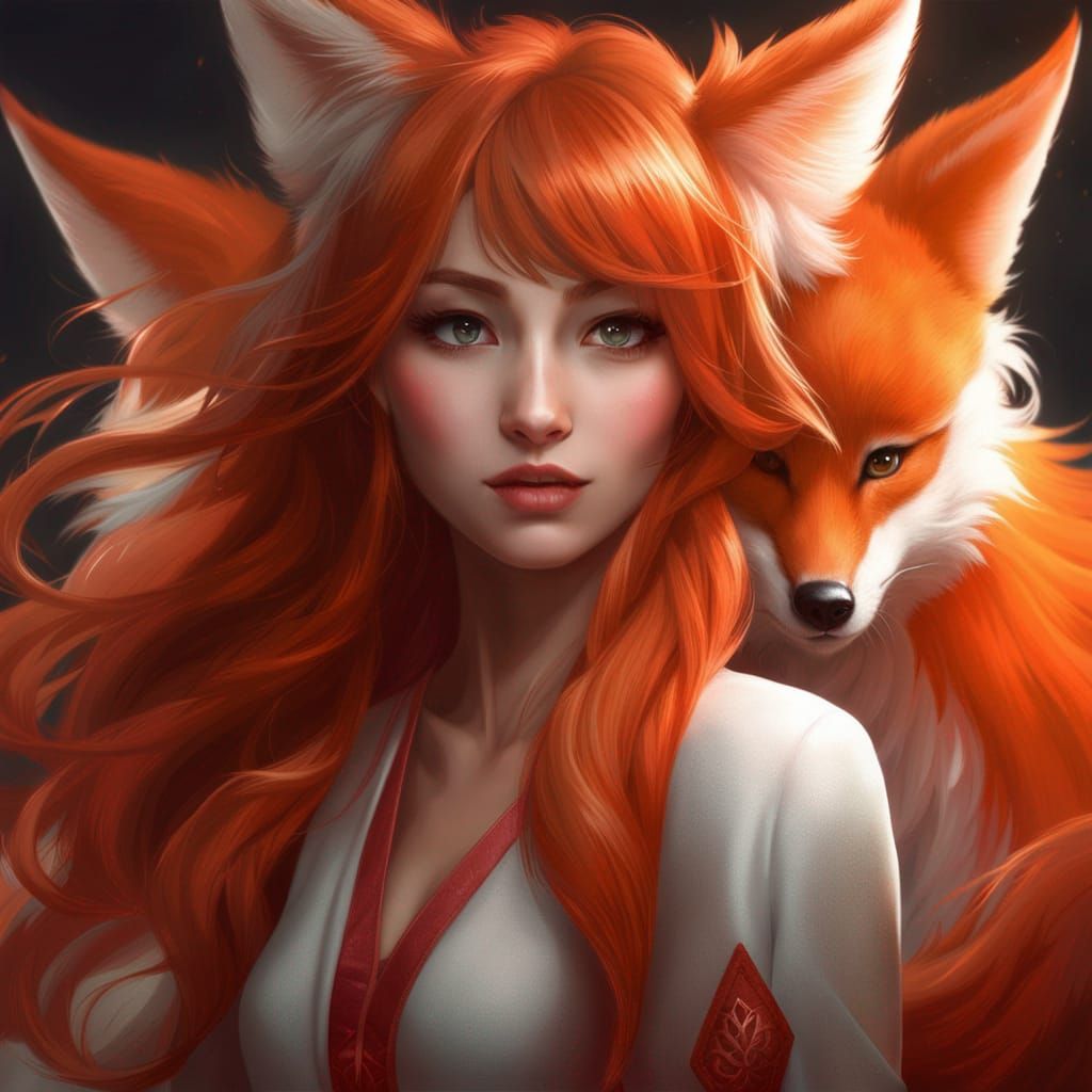 nine-tailed fox girl - AI Generated Artwork - NightCafe Creator