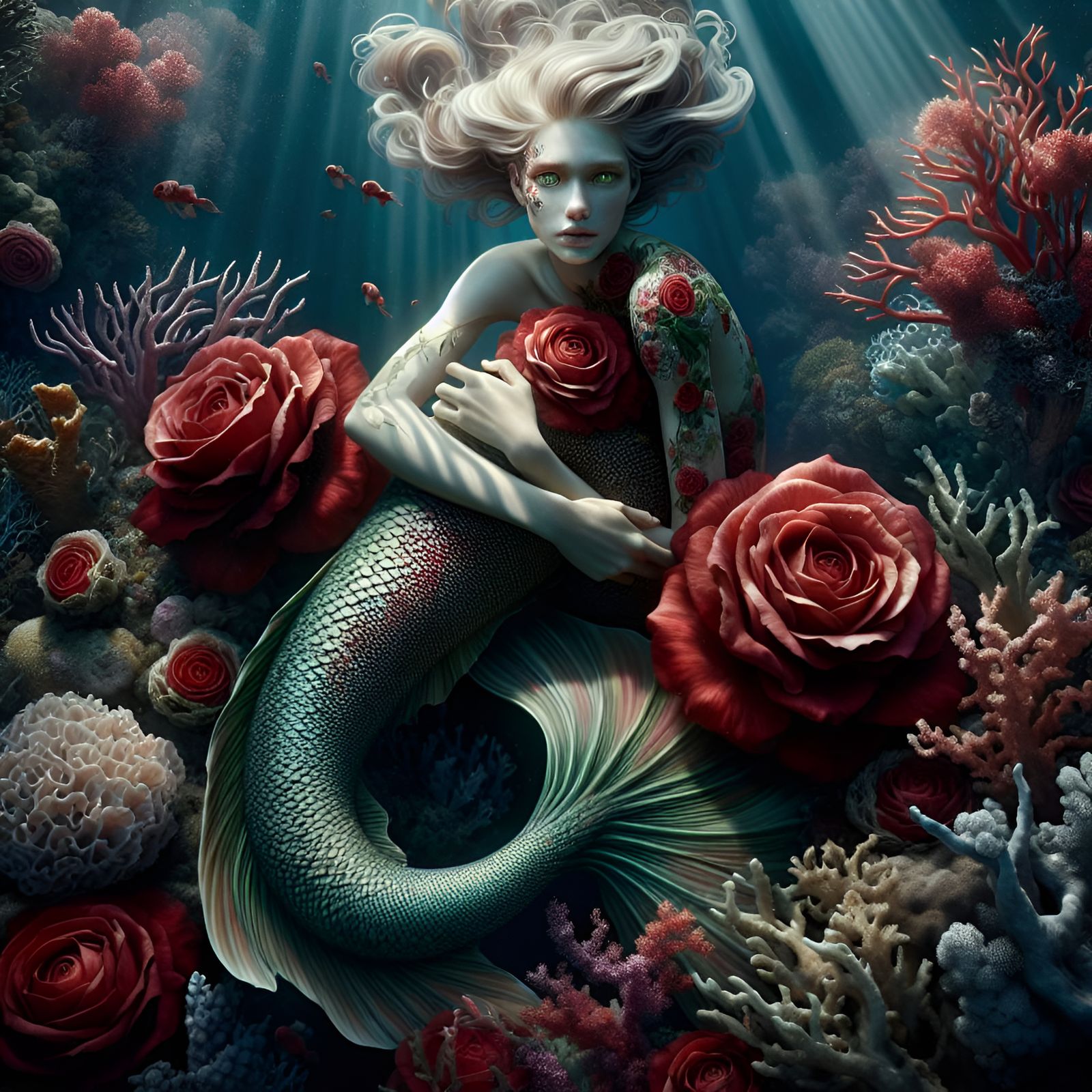 Of Mermaids and Roses - AI Generated Artwork - NightCafe Creator