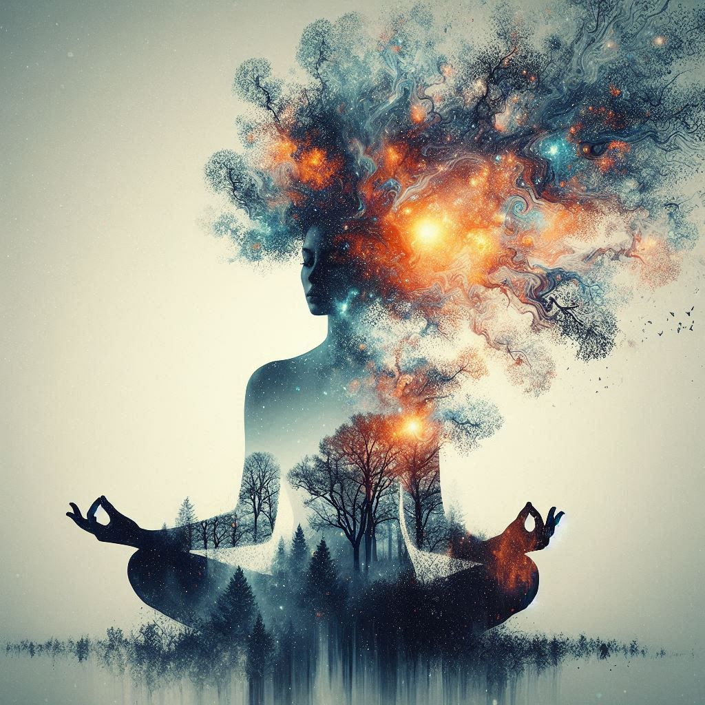 double exposure beautiful fantasy DALL-E 3 portrait landscap...