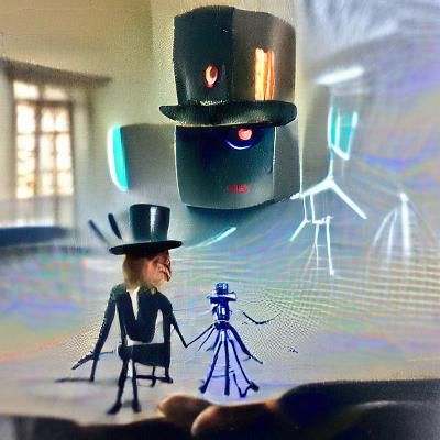 A Robot in a top hat explaining the plot of the Bridgerton t...