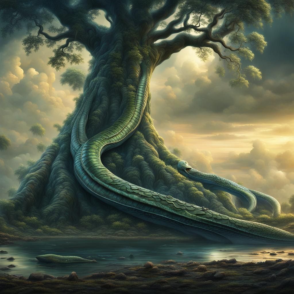 Half tree half eel hybrid alien very beautiful with ambition...