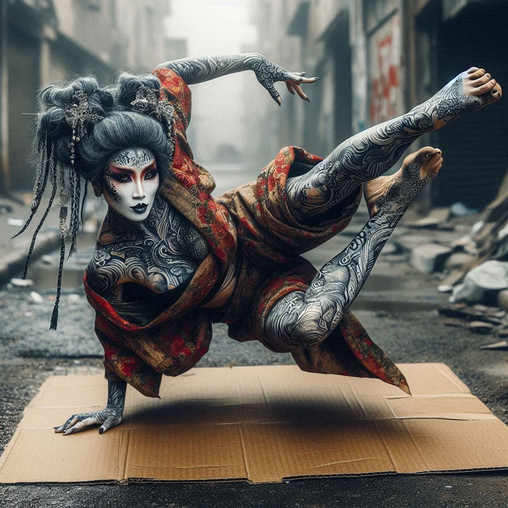 Trashpunk Geisha breakdancer