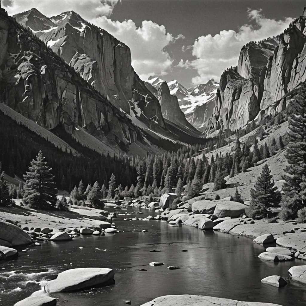 Monochrome Landscape in Ansel Adams Style