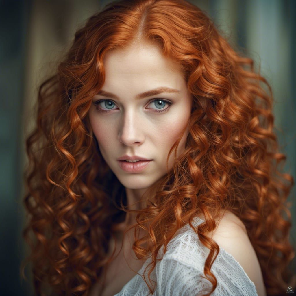 Beautiful Redhead with curly hair - AI Generated Artwork - NightCafe ...