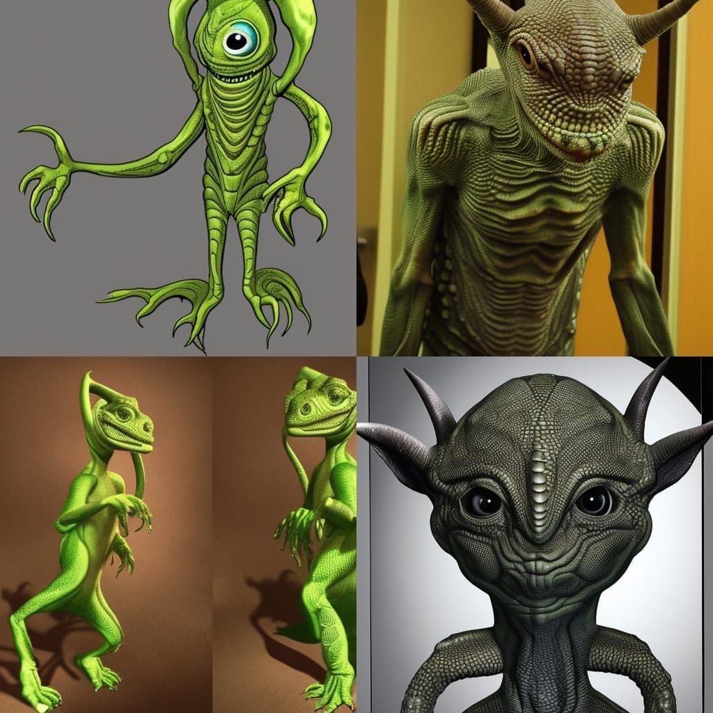 These aliens are a type of reptile. They have two arms and four ...