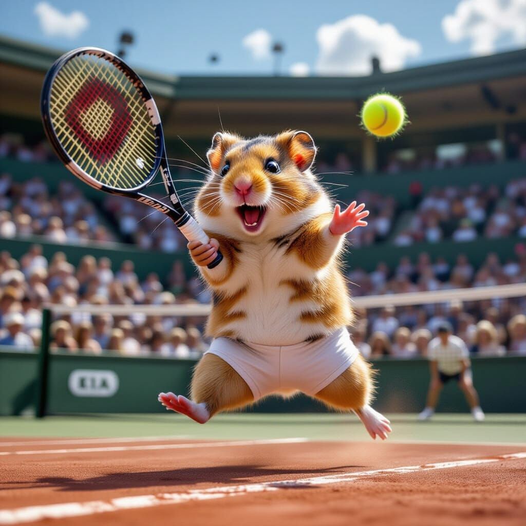 Hamster tennis (the less cruel version)  by @toastercide