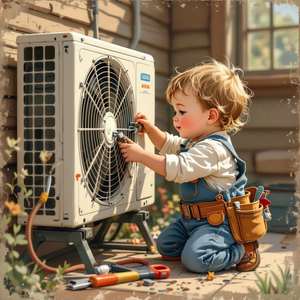 תינוק מתקן מזגן