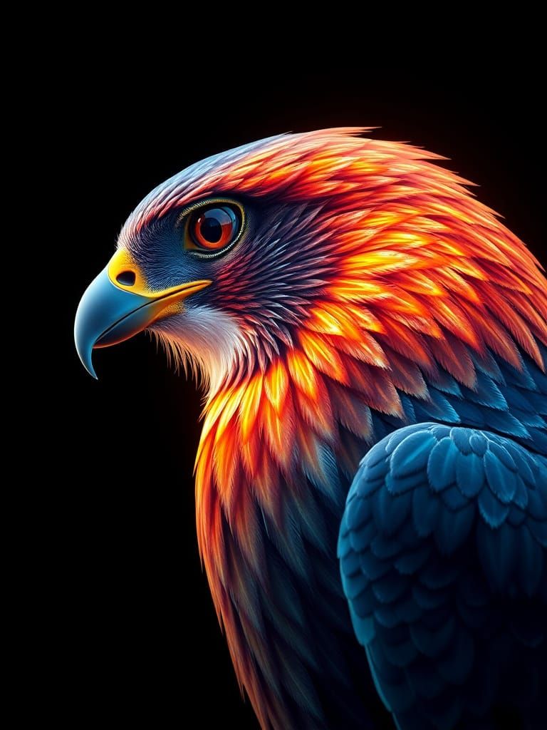 Majestic Falcon Head in Hyperrealistic 3D Render