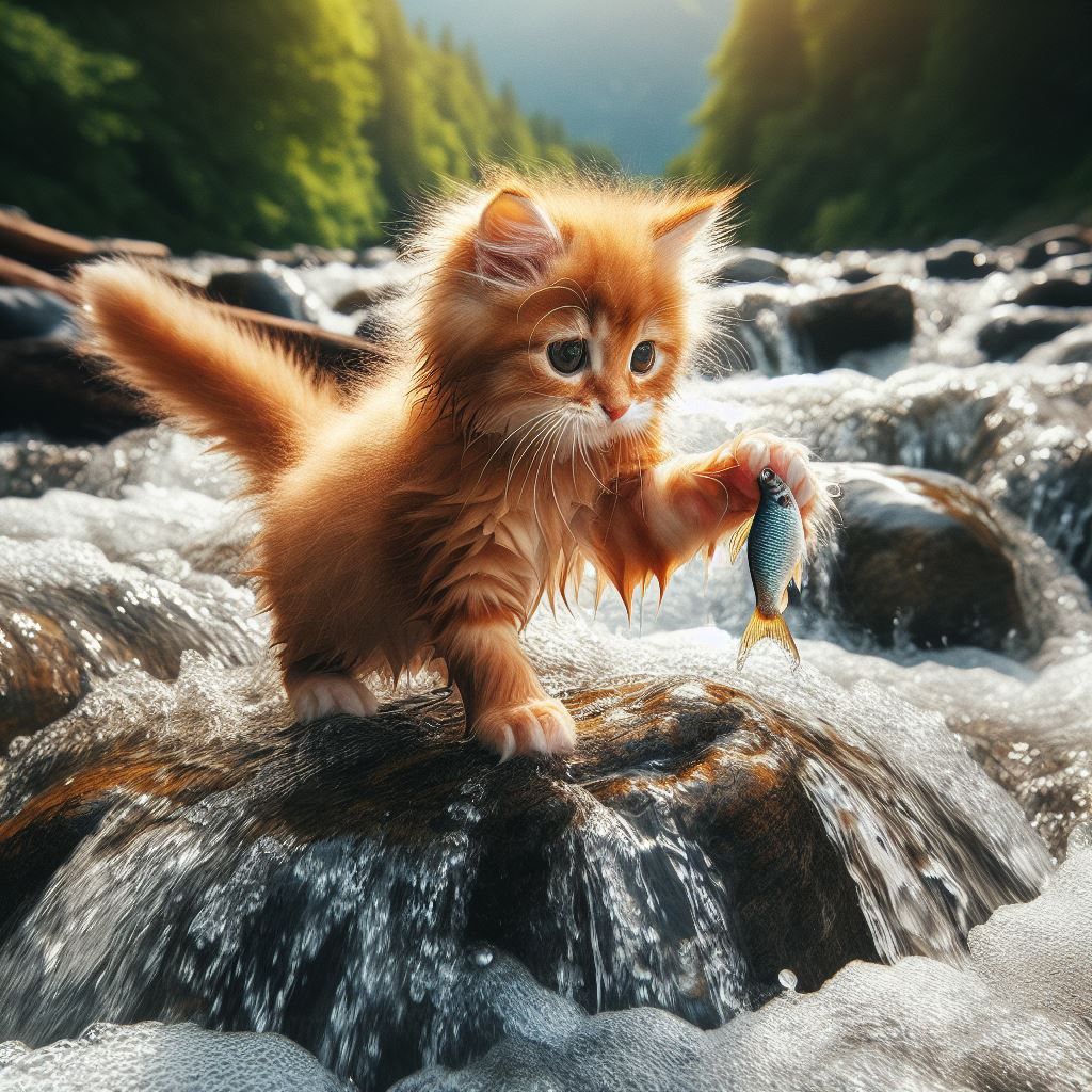 Kitty caught his first fish!! 🐟