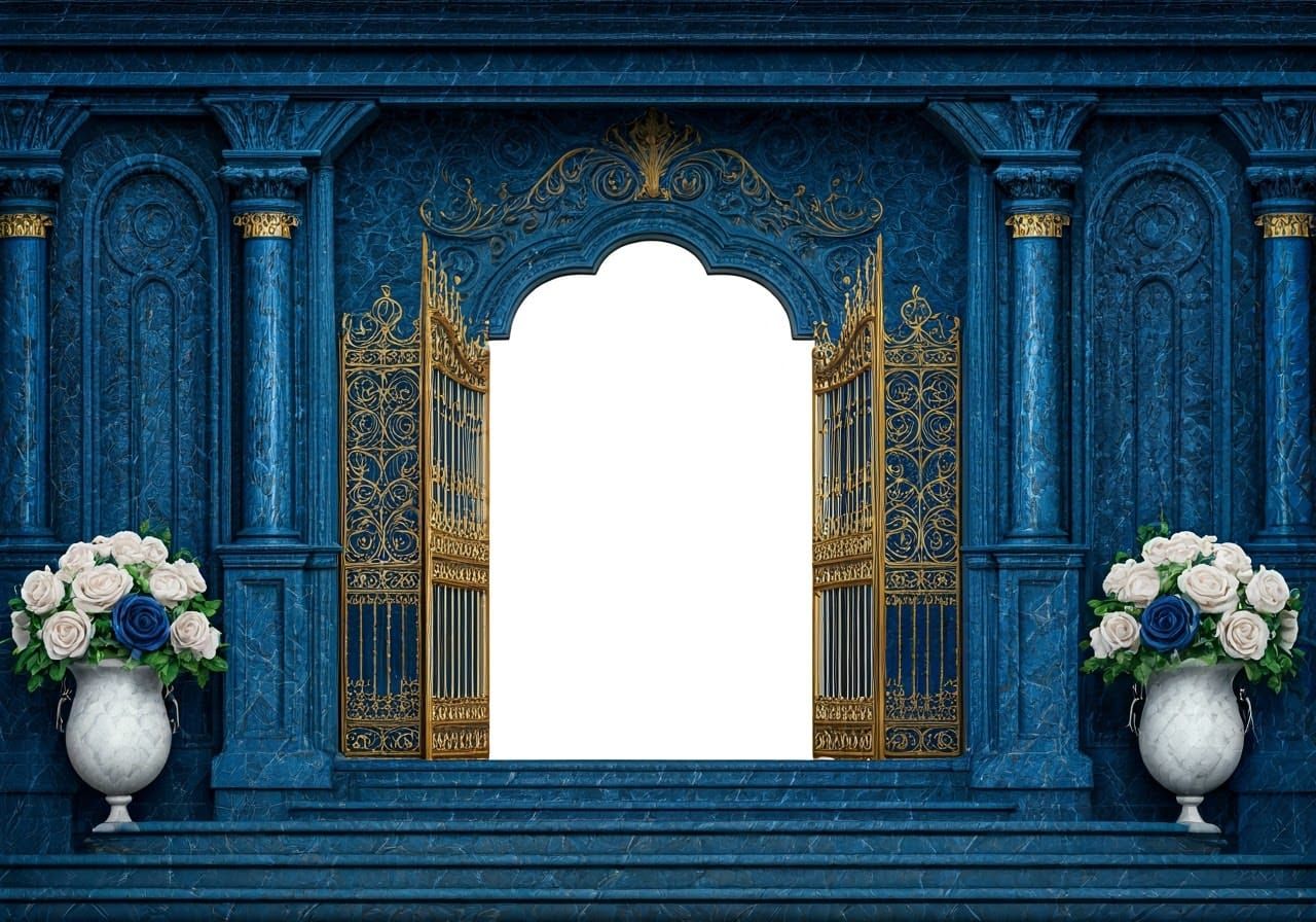 Elegant Hasidic Title Page with Golden Filigree