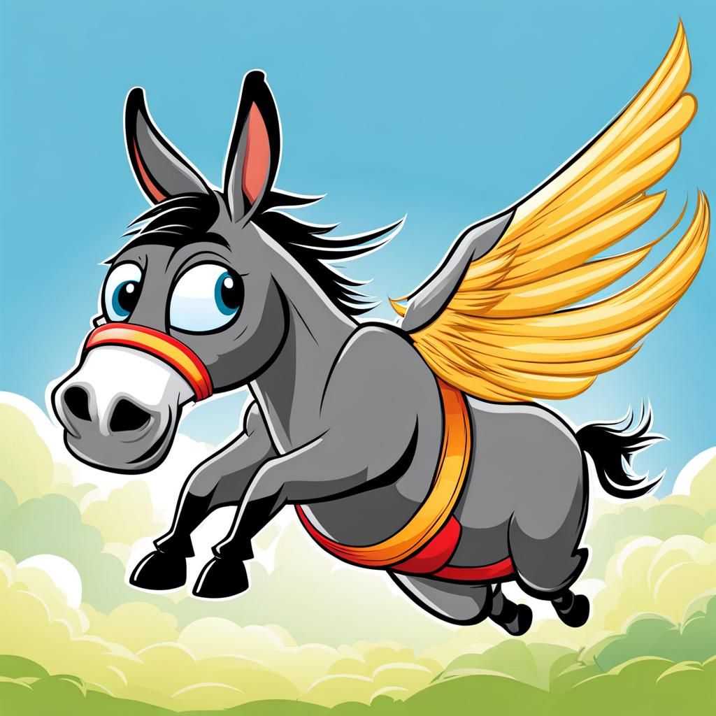 Donkey flying with farting
