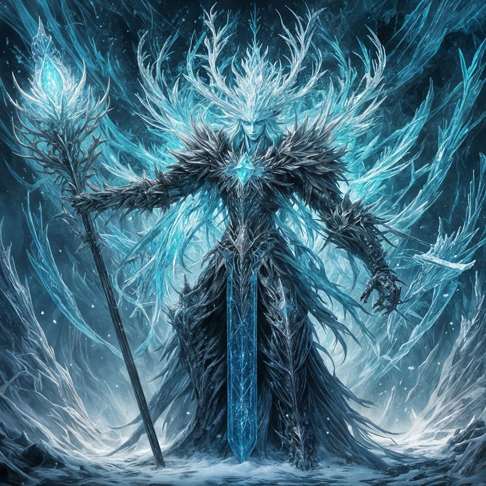 Crystal Ice God of Frozen Wastes: Comic Style