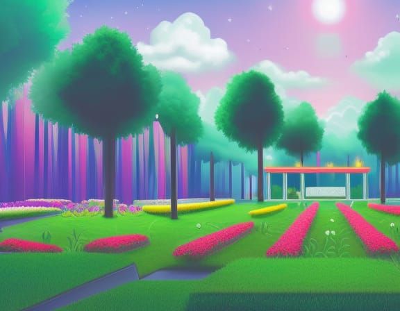 garden, trees