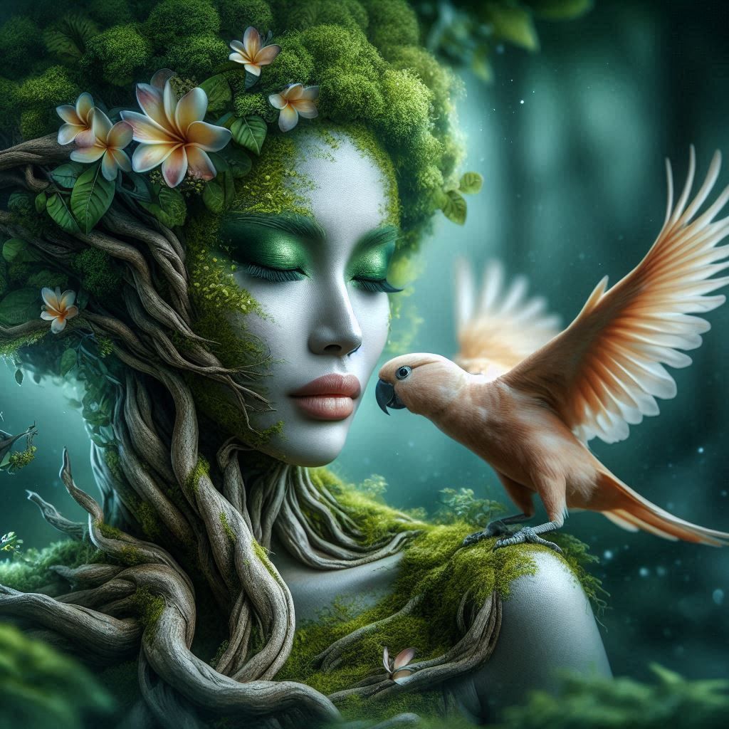 Tree women and birds