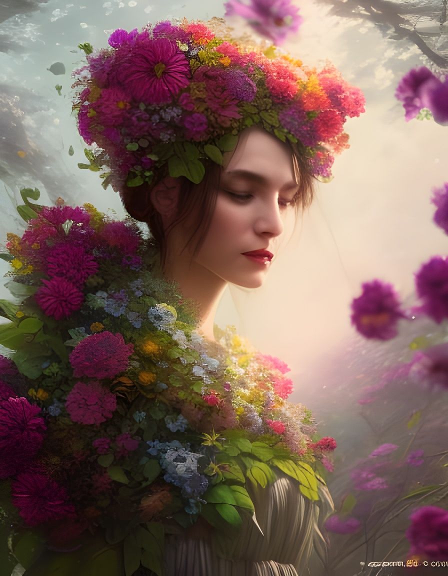 Flower Goddess Bethany - AI Generated Artwork - NightCafe Creator