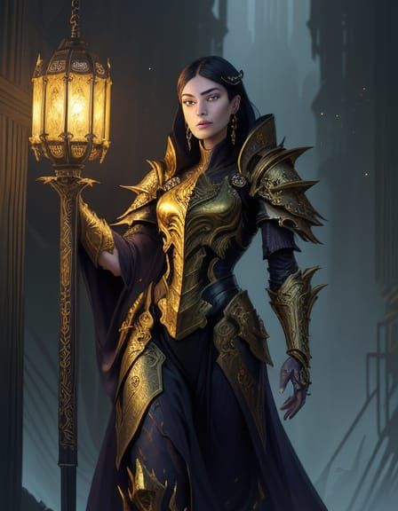 Surreal Dark Fantasy Masterpiece: Vodyani in Ornate Exosuit