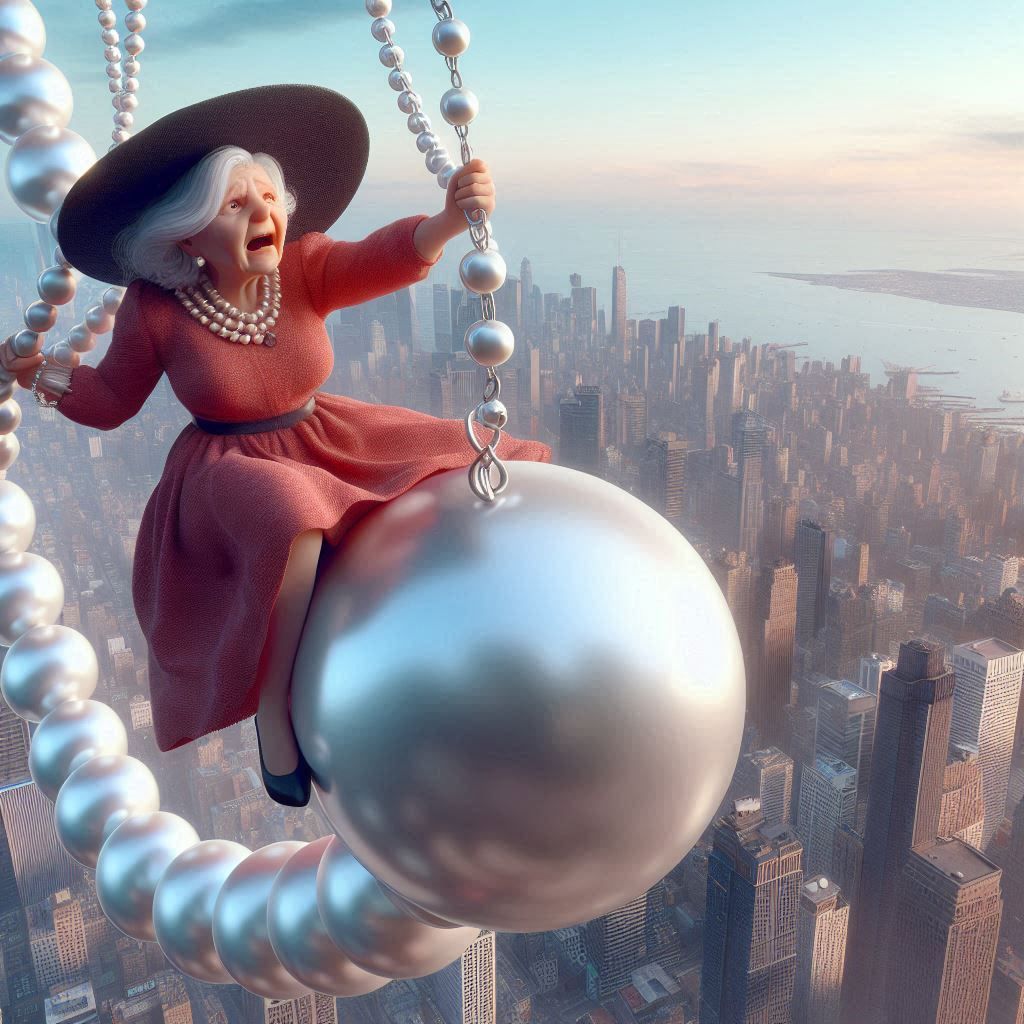 Clutching her pearls