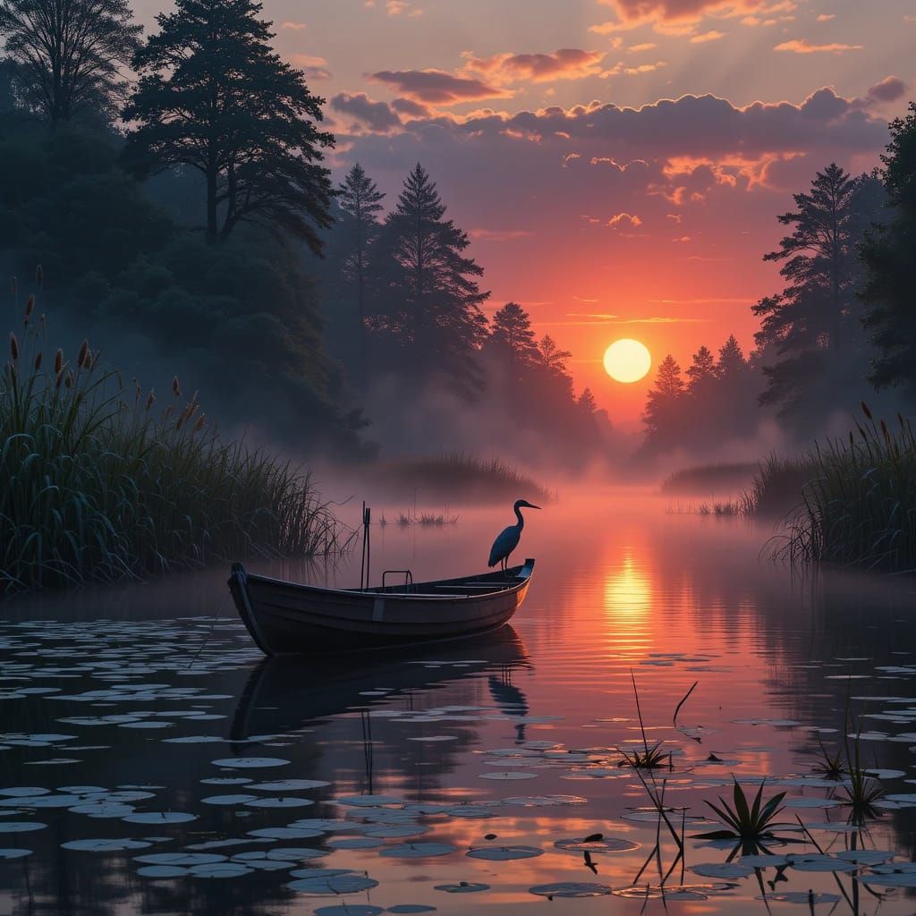 Lonely Boat Sunset II