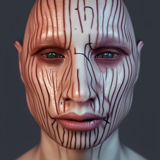Human with plastic skin