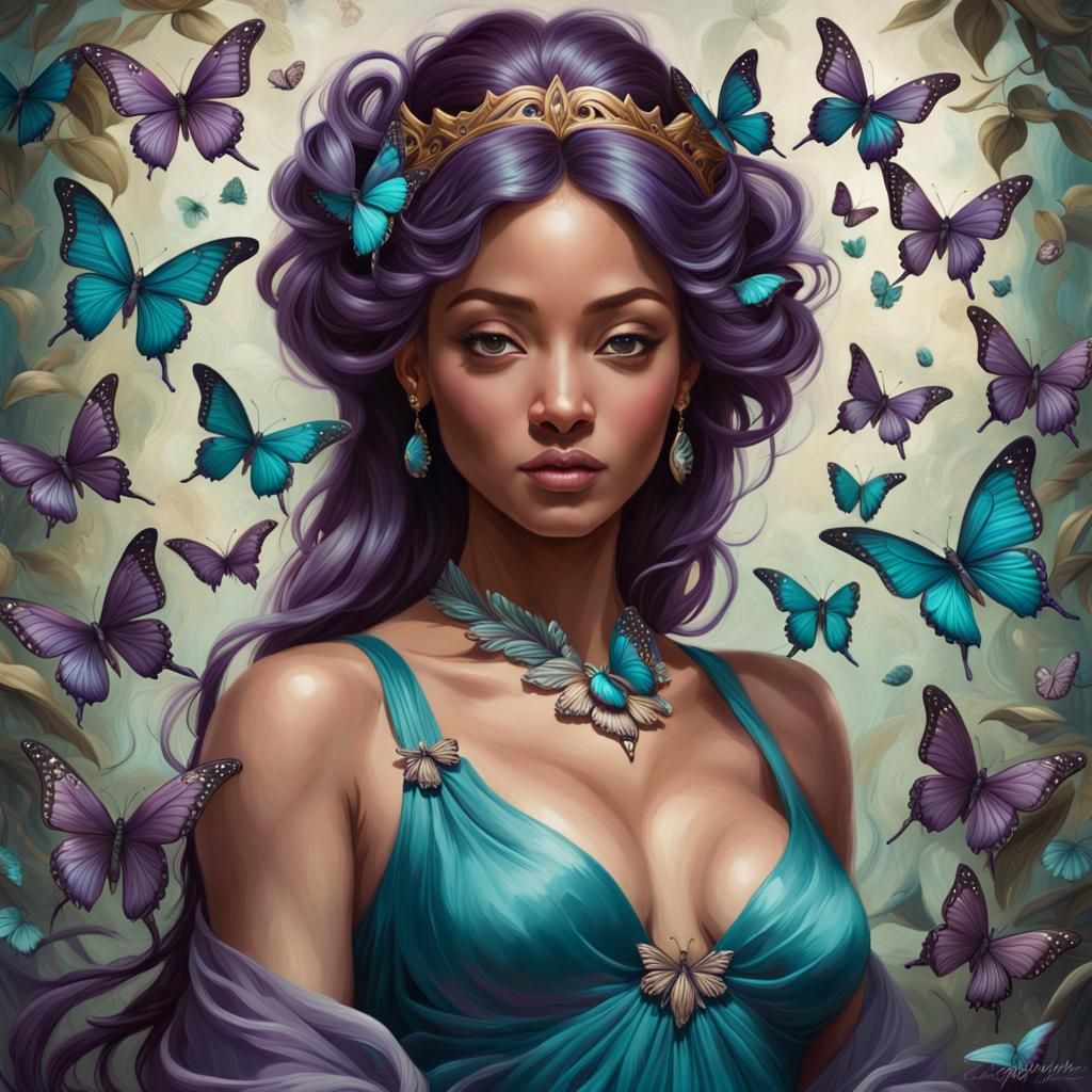 the goddess of love, surrounded by butterflies