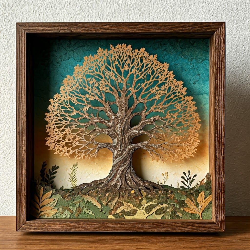 3D paper oak tree