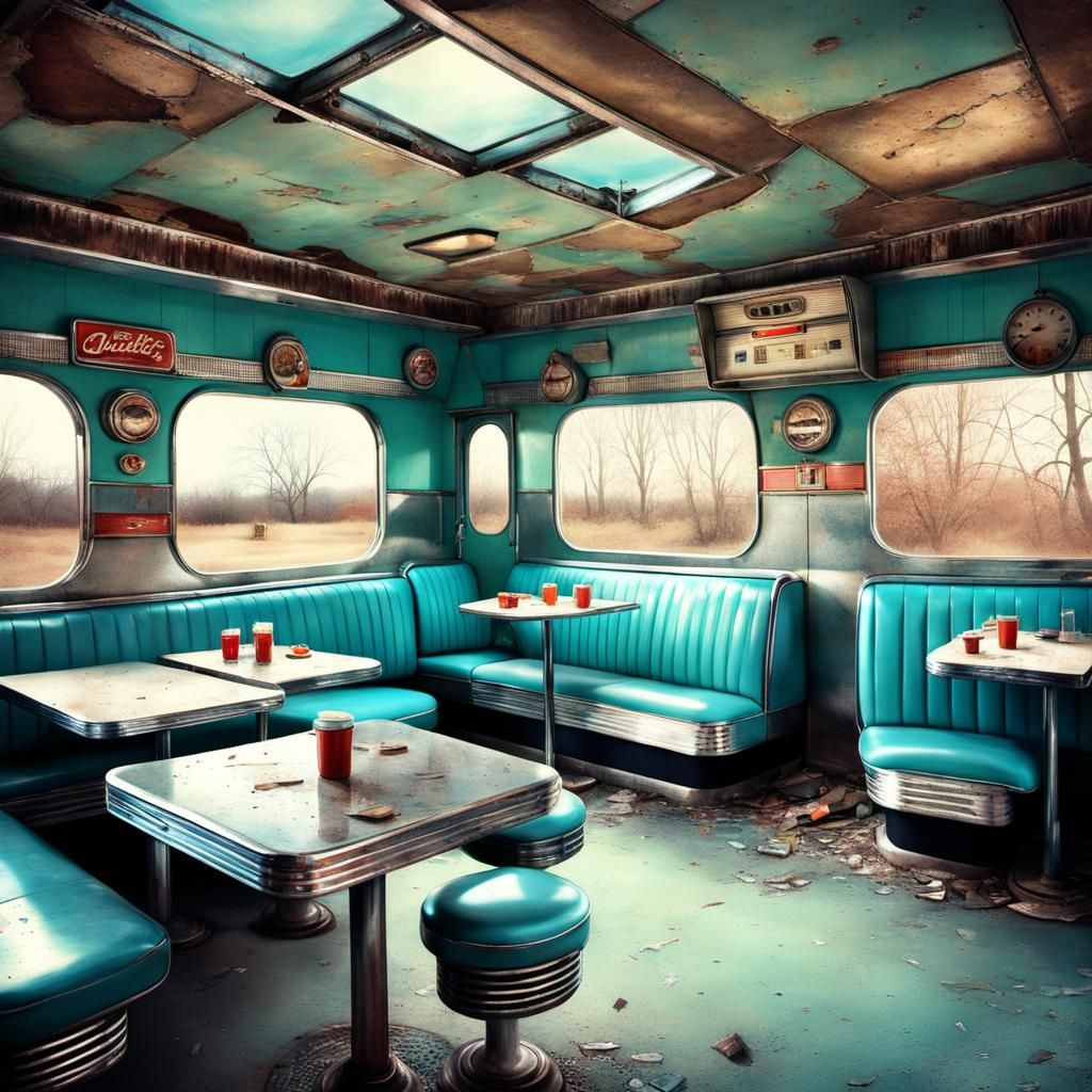 An Abandoned 1950s Roller Diner - AI Generated Artwork - NightCafe Creator