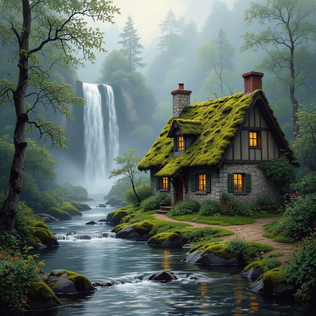 rustic cottage sunrise