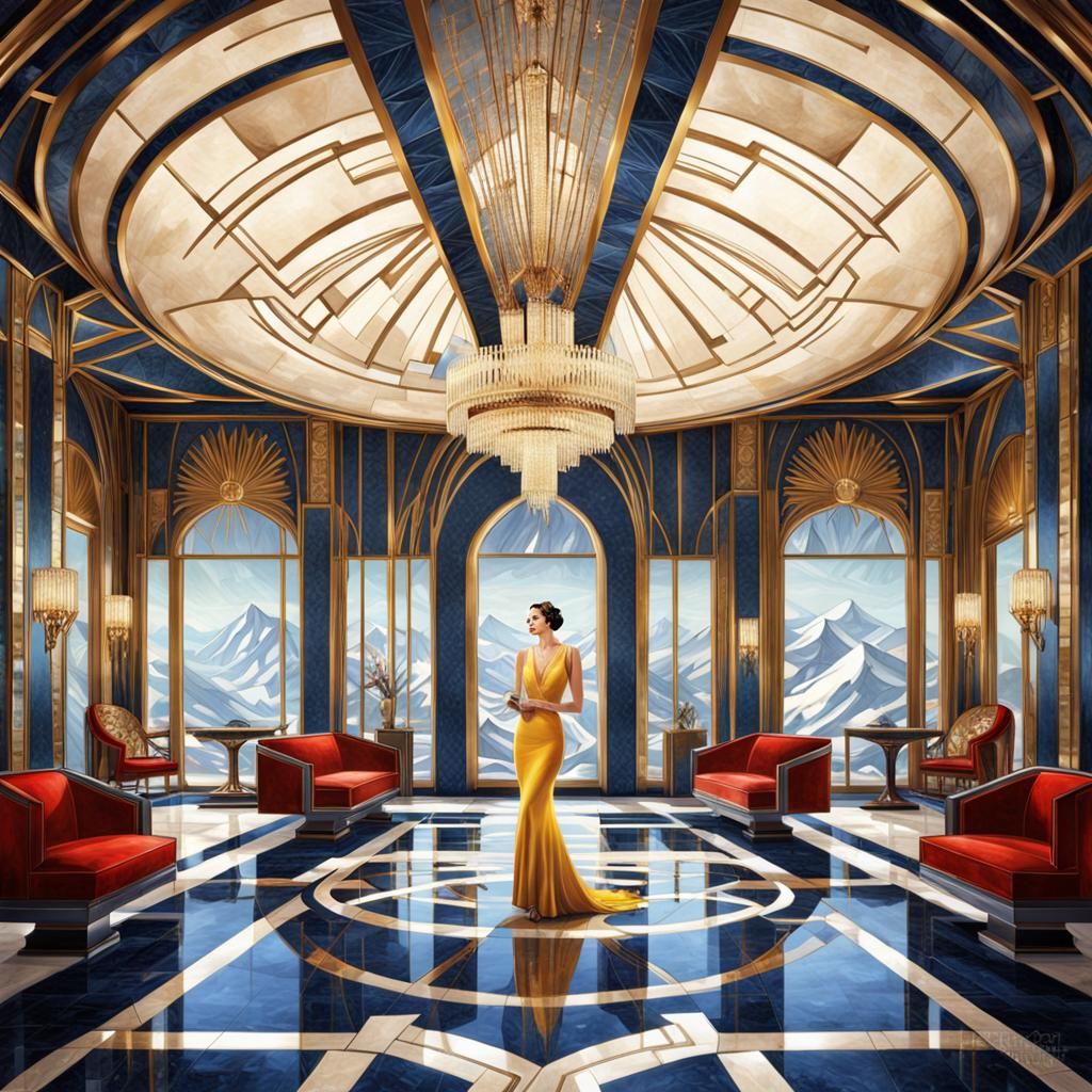 Art Deco interior architecture and fashion; in the Mountains  by @Hartmut
