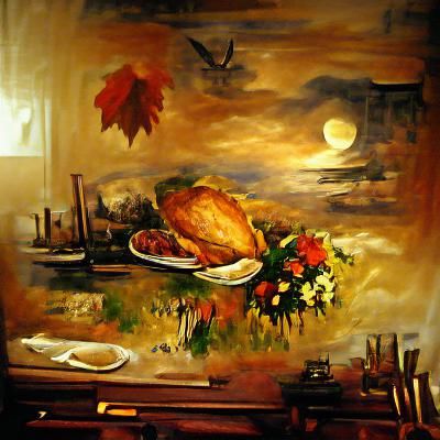 thanksgiving dinner beautiful painting