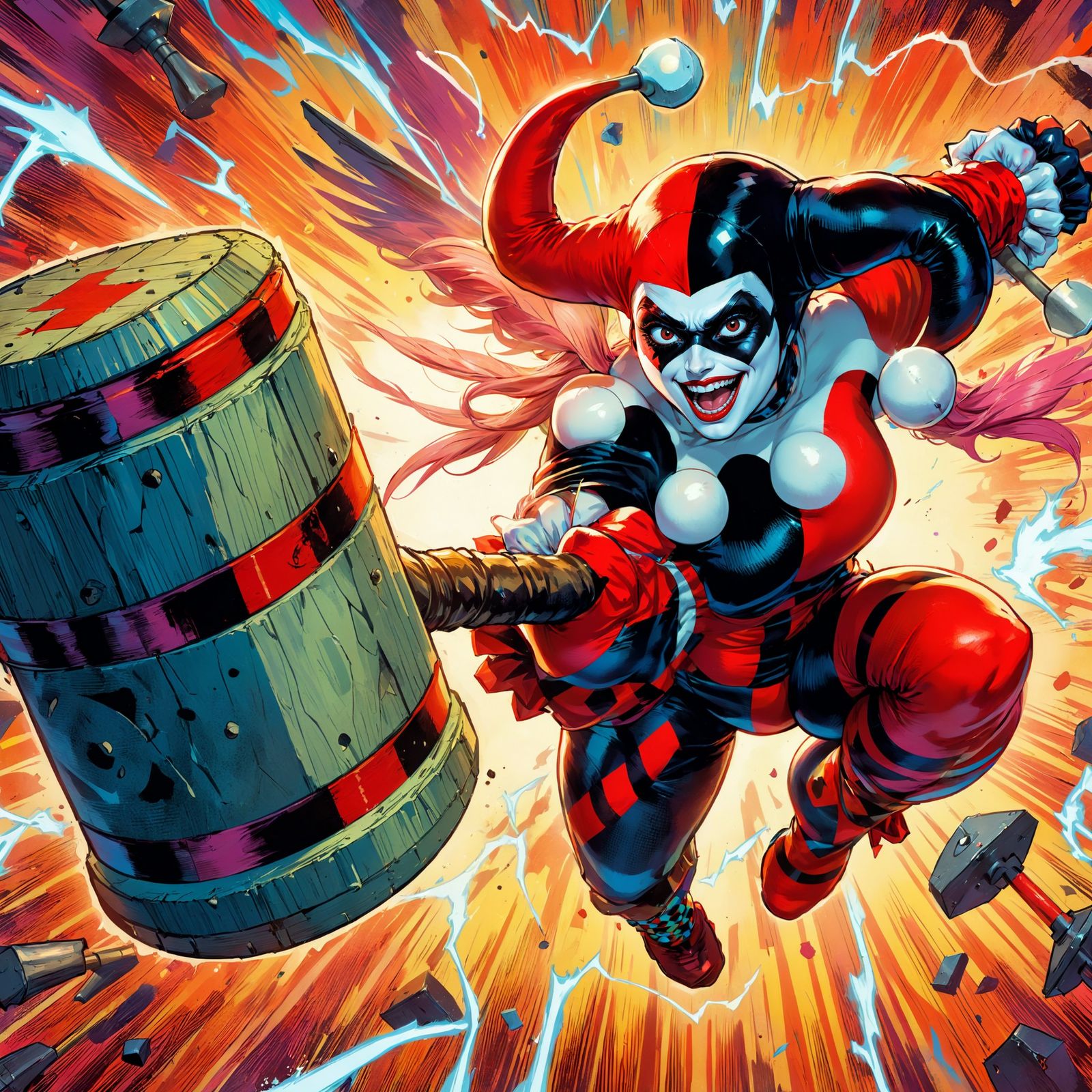 Harley Quinn is attacking furiously!