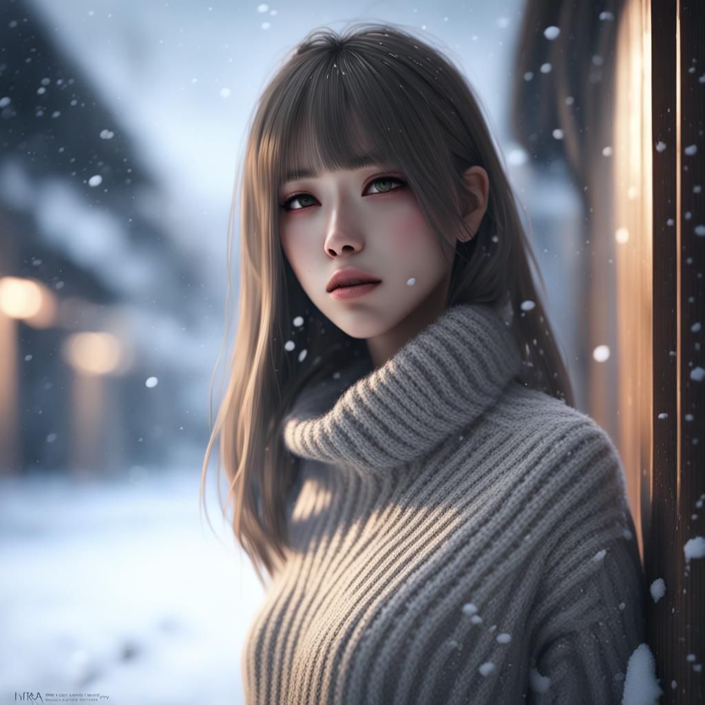 Japanese girl in the snow #2 - AI Generated Artwork - NightCafe Creator