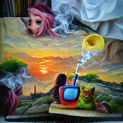 Smoking pot while watching the sunset
