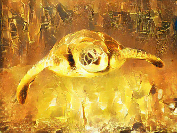 turtle + famous panting = gold turtle