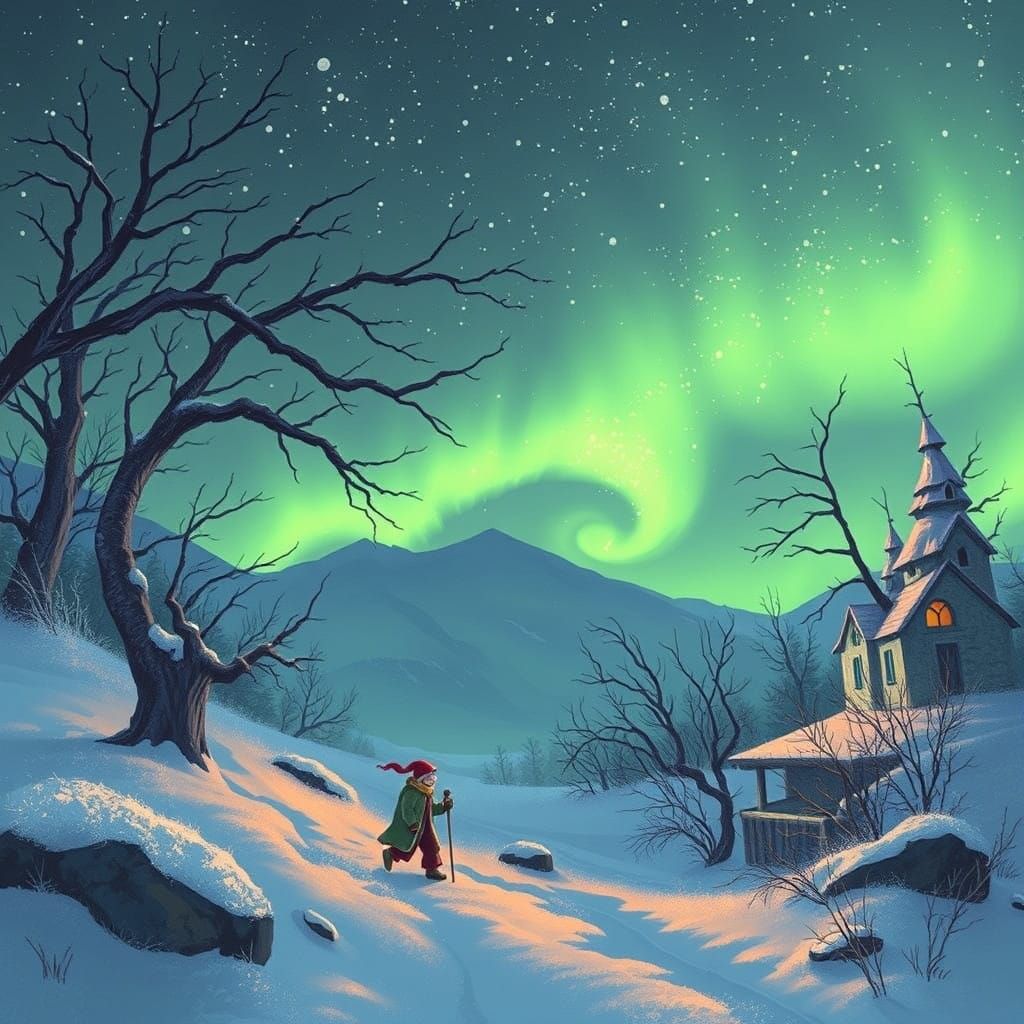 Magical Winter Wizard Enchants Frogs with Sparkling Magic