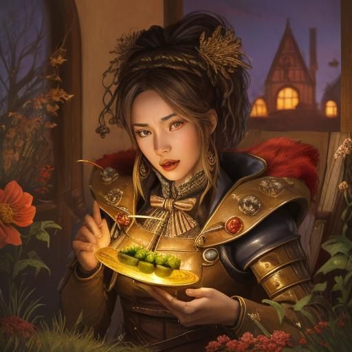 "Whimsical dreamy Anthropomorphic Venus Flytrap-Woman Hybrid...