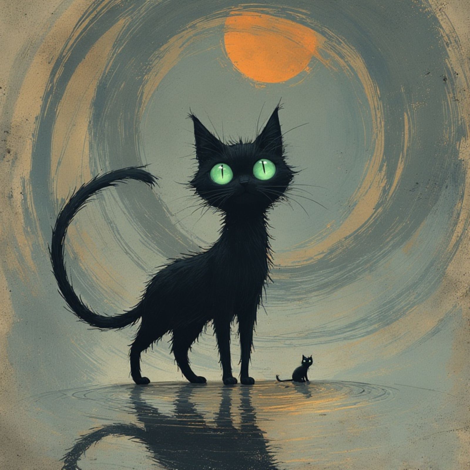 Two enigmatic black cats