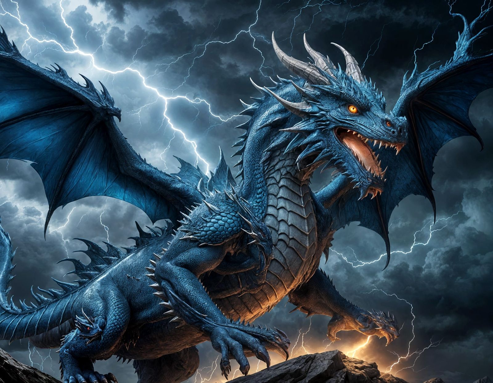 . A majestic blue dragon   by @Valmont