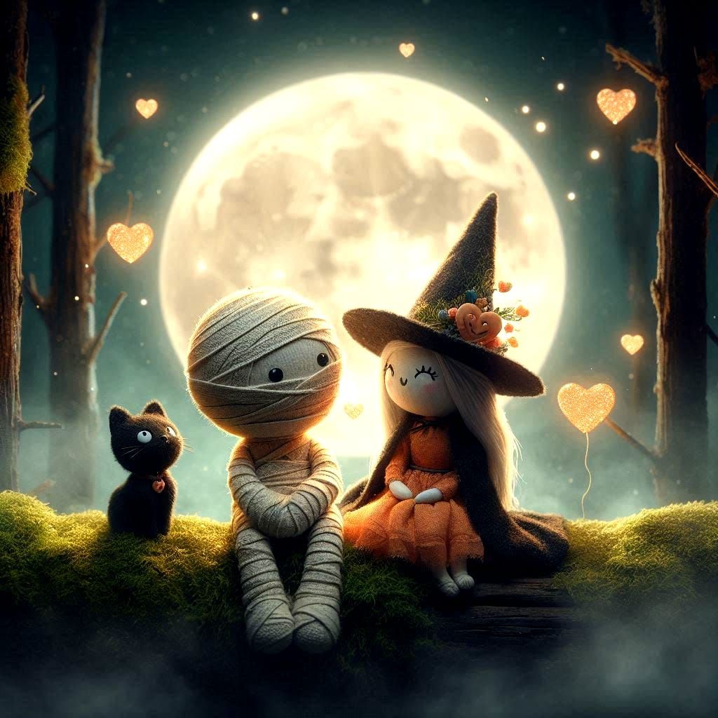 a mummy and a witch, in love