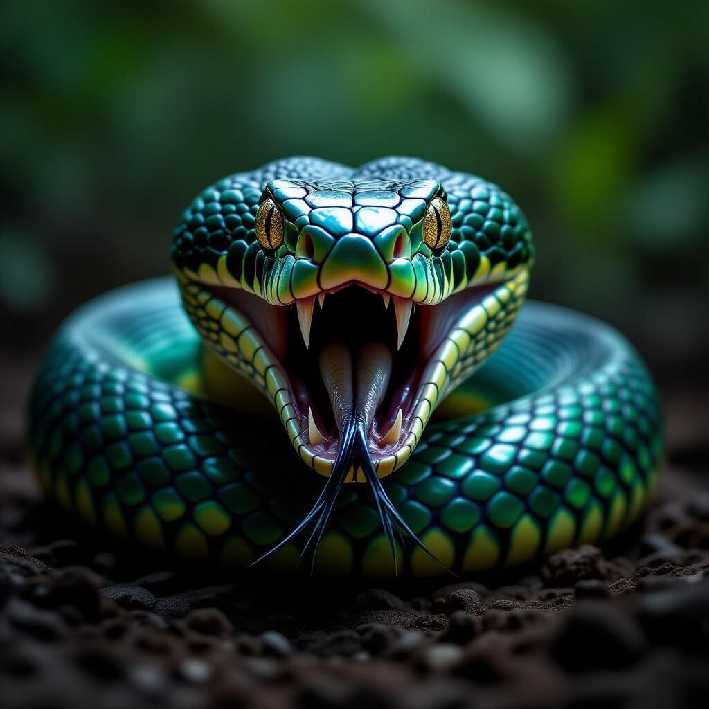 Hyper-Realistic Snake Strike Close-Up