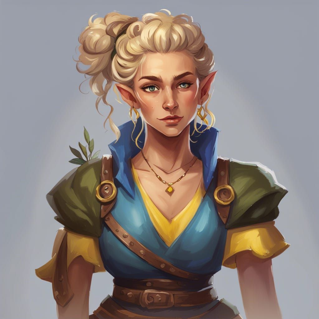 D&D character, character art, commission, character, Elf with a big ...