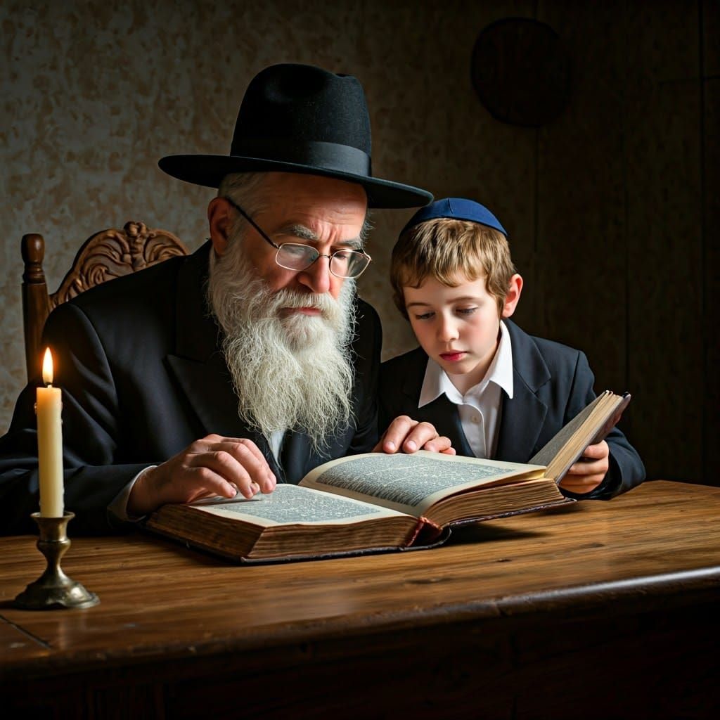 Scholars Studying Ancient Texts in Dreamlike Setting