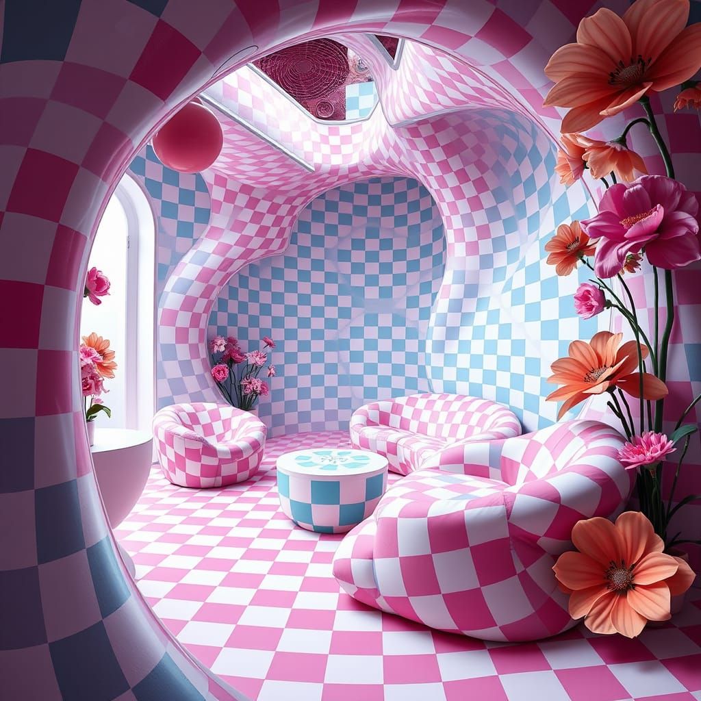 A creative and modern take on the classic checkered pattern. The image features a stylish and unexpected ...  by @Illusion Krafter