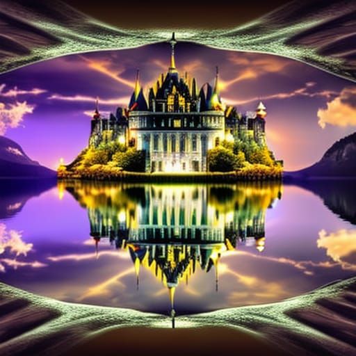 Enchanted castle on the lake