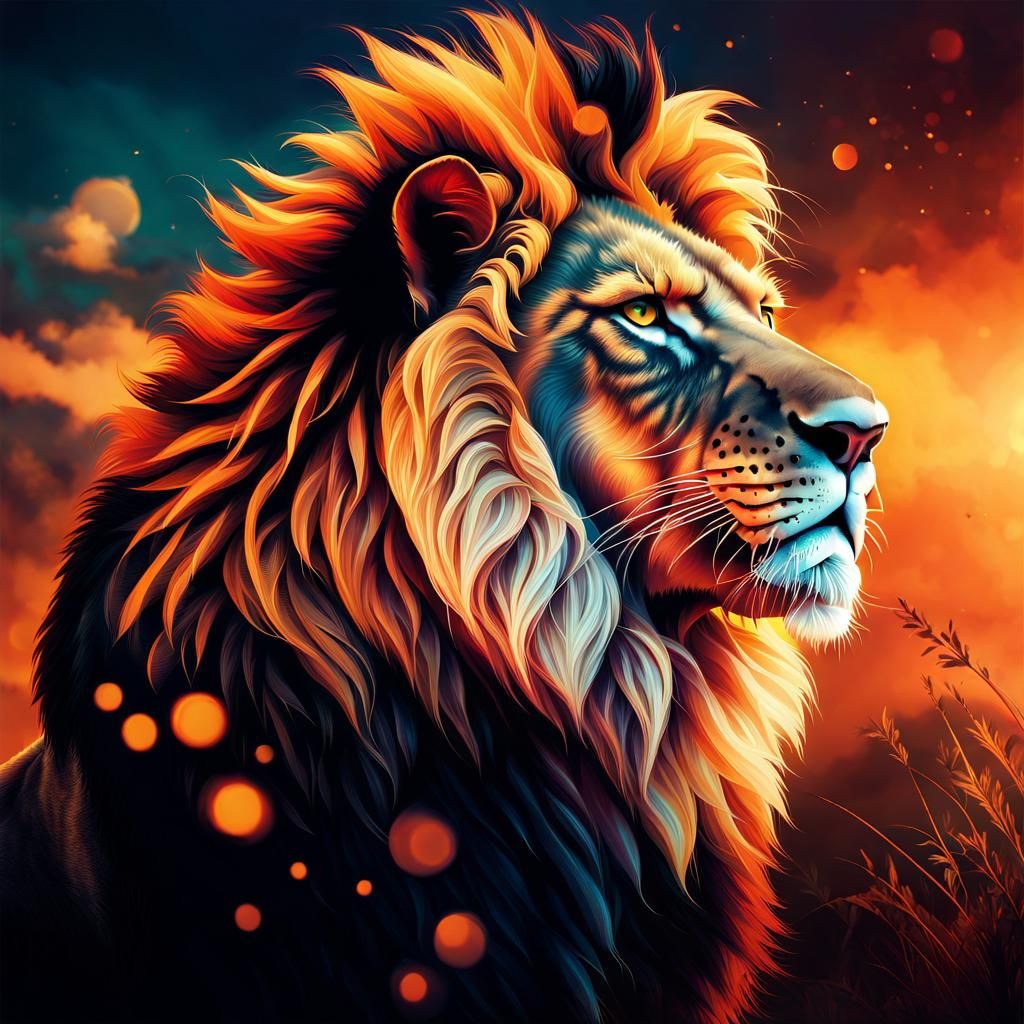 Lion Sunset portrait