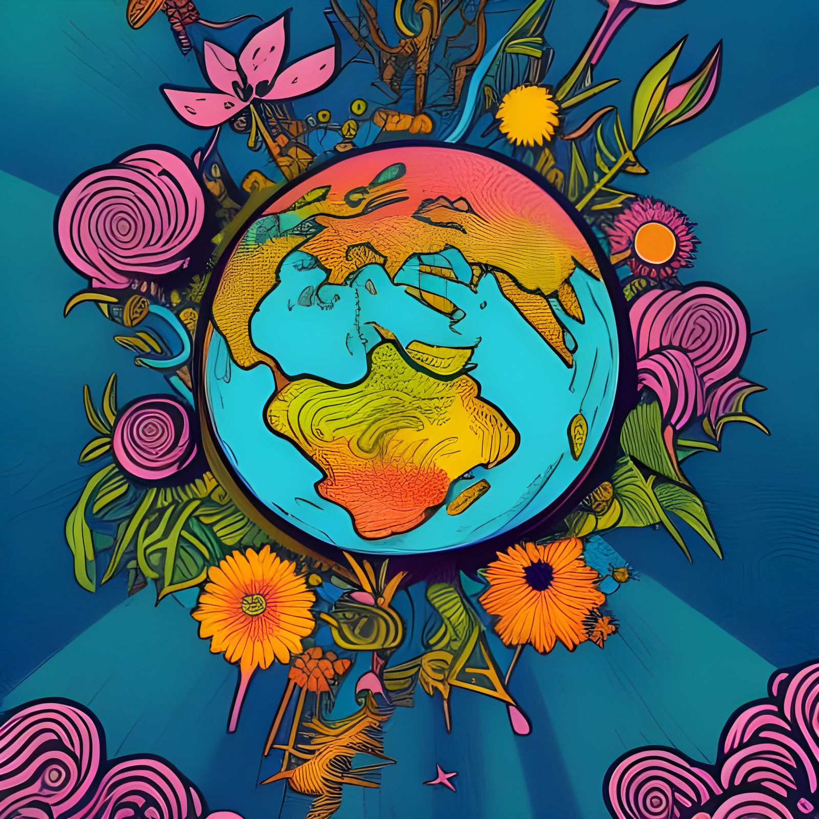 Hippie Earth - AI Generated Artwork - NightCafe Creator